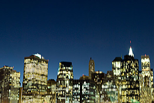 下曼哈顿,金融区,天际线,黄昏