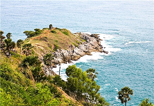 岬角,山,石头,海洋,普吉岛,泰国