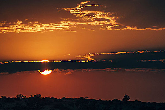 日落,卡拉哈里沙漠