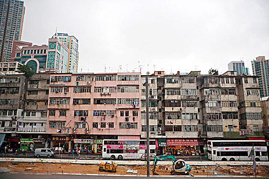 老,住宅,建筑,英国,道路,香港