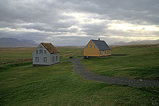木质,房子,户外,博物馆,靠近,阿库雷里,冰岛