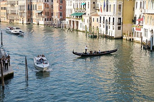 小船,船,运河,威尼斯,意大利,俯拍