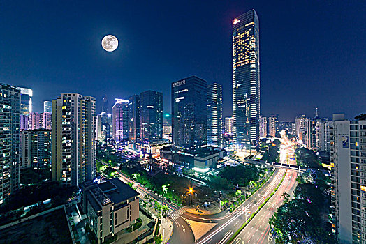 中国广东深圳南山中心区都市夜景