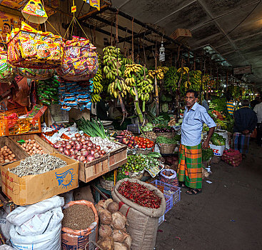 果蔬,货摊,奴娃拉伊利雅,市集,中央省,斯里兰卡,亚洲