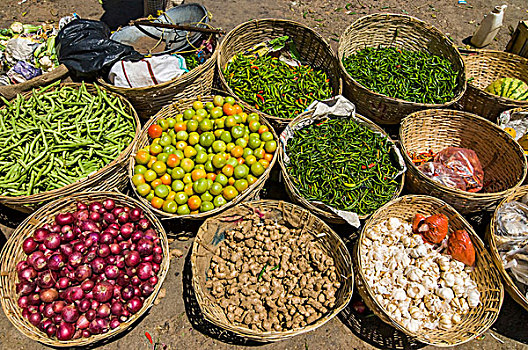 蔬菜,出售,市场,不丹