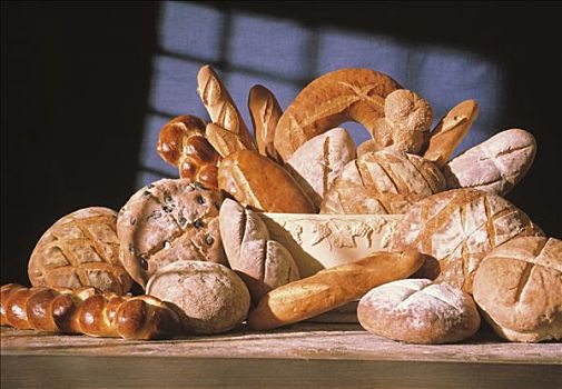 种类,长条面包,桌子