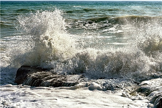 海浪,石头