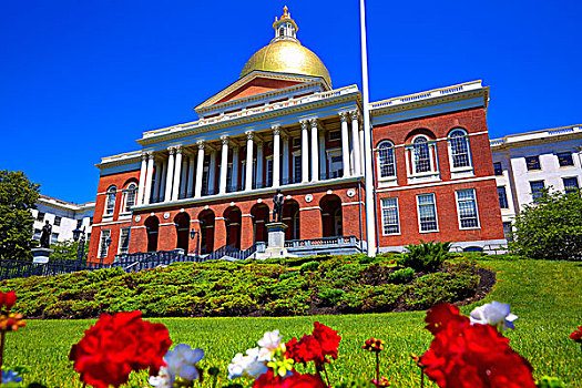 波士顿,马萨诸塞州议会大厦,金色,圆顶,美国