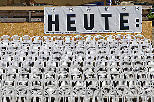 标识,德国,白色,塑料制品,椅子,放置,排,空气,音乐会,区域,德累斯顿,欧洲