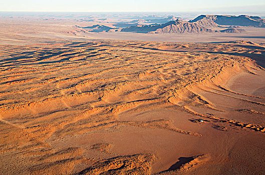 农舍,脚,大,沙丘,边缘,纳米布沙漠,航拍,热气球,自然保护区,纳米比亚,非洲