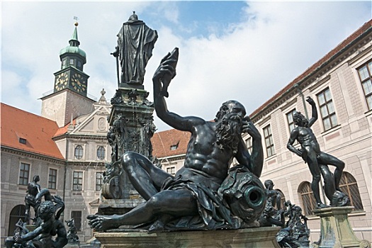 喷泉,宫殿,慕尼黑,住宅