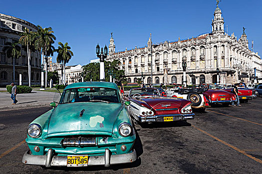 老爷车,20世纪40年代,20世纪50年代,正面,首都,哈瓦那,古巴,北美