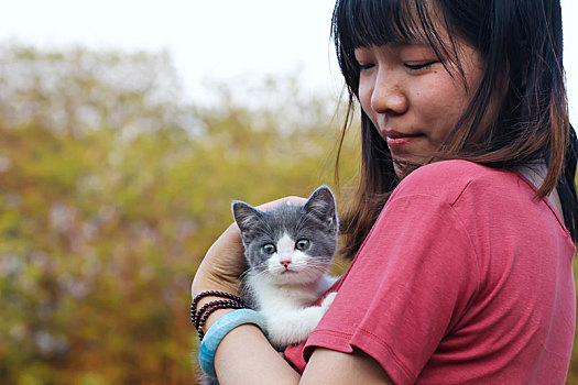 少女和猫