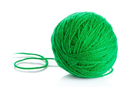 绿色,毛织品,纱线,球,隔绝,白色背景