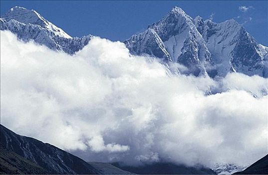 山,喜马拉雅山,珠穆朗玛峰,云,尼泊尔,亚洲