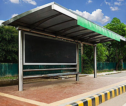 公交车站,路边,新德里,印度