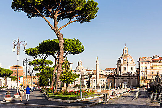 松树,罗马,意大利,正面,圆顶,圣马利亚,洛雷托,玛丽亚,柱子
