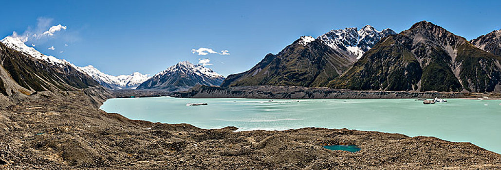 冰河,青绿色,湖,库克山国家公园,南阿尔卑斯山,坎特伯雷地区,南部地区,新西兰,大洋洲