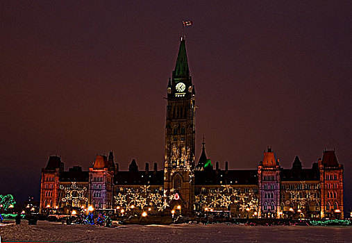 房子,国会大厦,光亮,圣诞节,渥太华,安大略省,加拿大