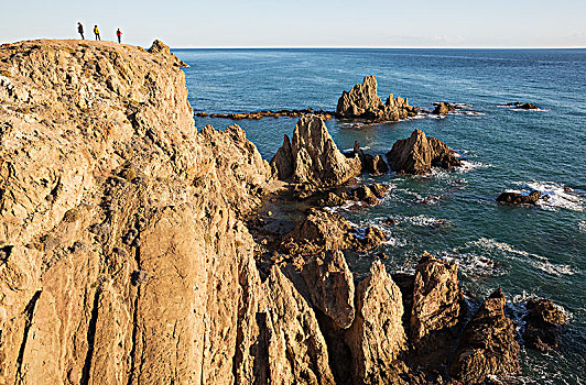 岩石海岸,阿雷西费,自然保护区,阿尔默里亚省,安达卢西亚,西班牙,欧洲