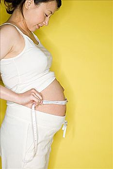 孕妇,测量,肚子