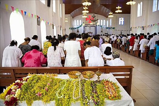 人,教堂,母亲节,服务,乌波卢岛,萨摩亚群岛
