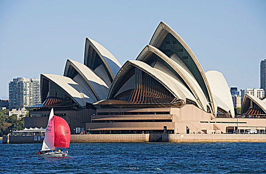 帆船,正面,悉尼歌剧院,悉尼,新南威尔士,澳大利亚,大洋洲