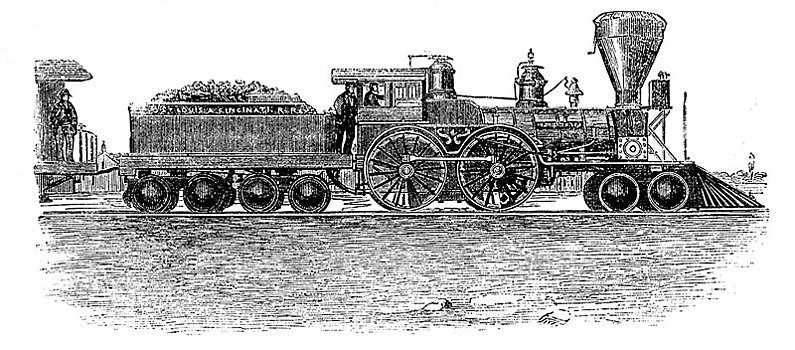列车,机器,线条,俄亥俄,密西西比,雕刻,1858年