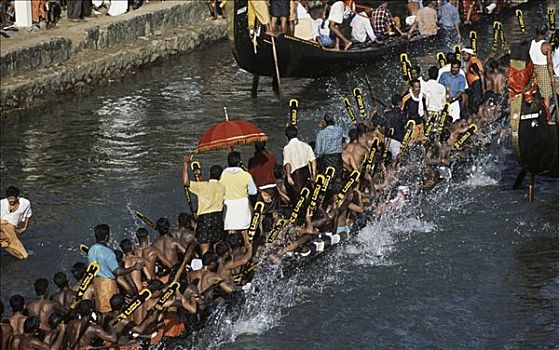 人群,参与,传统,蛇,船,比赛,赛船,湖,喀拉拉,印度