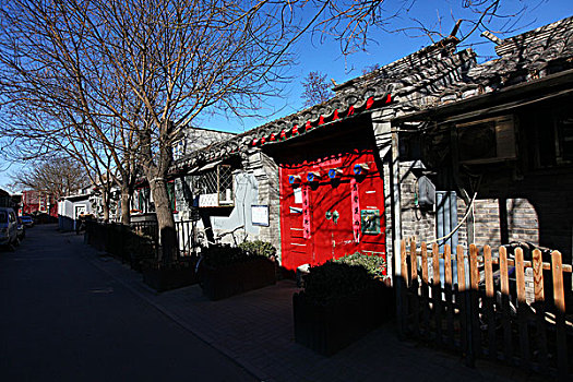 红门,古建筑,胡同,房间,中国,北京,全景,风景,地标,蓝天,传统,建筑