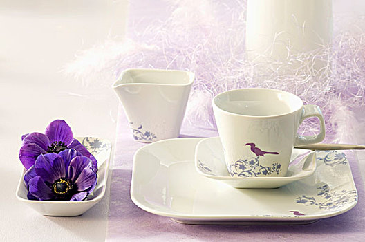 喜庆,装饰,早餐,瓷器,紫花