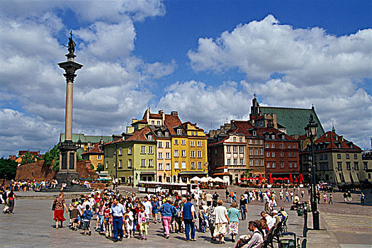 柱子,城堡广场,老城,华沙,波兰