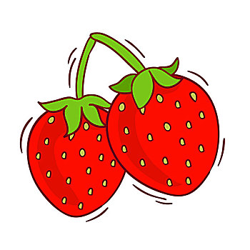 插画,草莓,白色背景