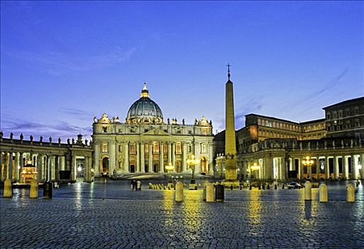 圣彼得大教堂,方尖塔,梵蒂冈,宫殿,圣彼得广场,梵蒂冈城,罗马,意大利,欧洲