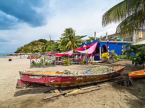 彩色,渔船,瓜德罗普,多米尼克,中美洲