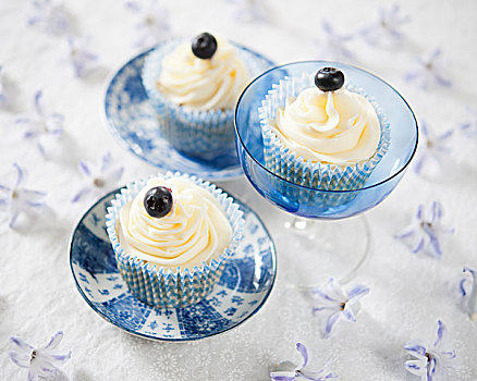 蓝莓,惊讶,杯形蛋糕