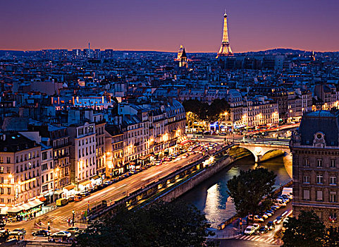 夜景,城市,巴黎,法国,欧洲