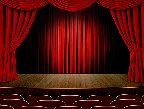 剧院,帘,红色,座椅
