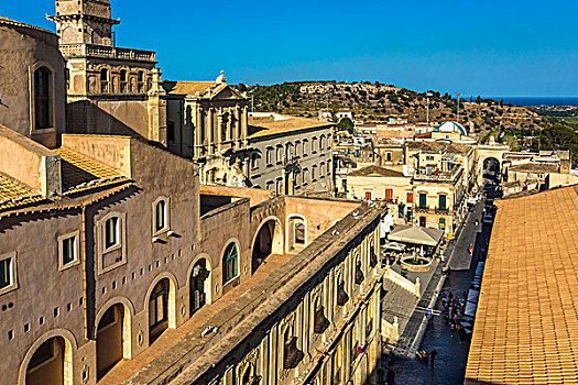 俯视,屋顶,古建筑,城市,诺托,省,锡拉库扎,西西里,意大利