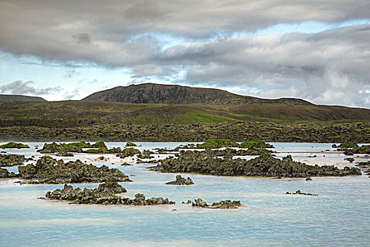 蓝色泻湖,山,云,热,火山,冰岛