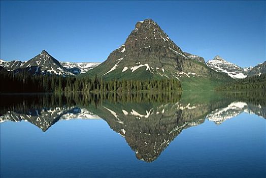 山,药湖,局部,冰川国家公园,蒙大拿