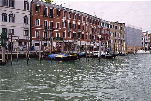 船,停靠,运河,正面,建筑,大运河,威尼斯,意大利