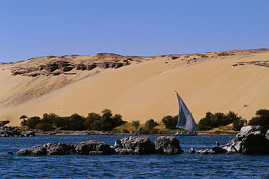 埃及,阿斯旺,尼罗河,三桅帆船