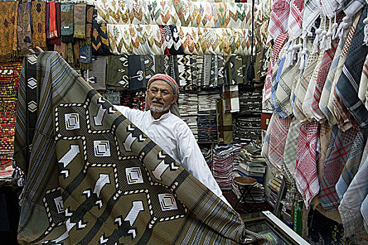 纺织品,店,靠近,老,老城,也门,七月,2007年