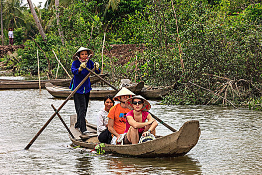 旅游,享受,独木舟,乘,越南,印度支那,东南亚,东方,亚洲