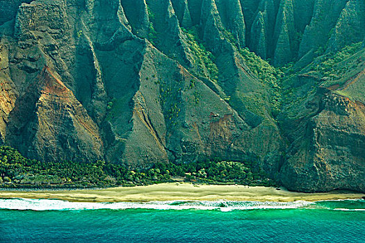 海滩,纳帕利海岸,考艾岛,夏威夷,美国