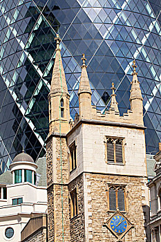 对比,建筑,教堂,伦敦,英格兰