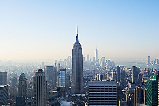 风景,帝国大厦,金融区,上面,石头,洛克菲勒中心,纽约,美国
