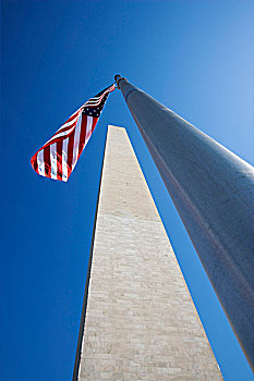 美国,华盛顿,美国国旗,华盛顿纪念碑,方尖塔
