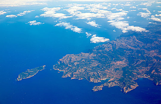 航拍,马略卡岛,北方,巴利阿里群岛,岛屿,蓝色,地中海